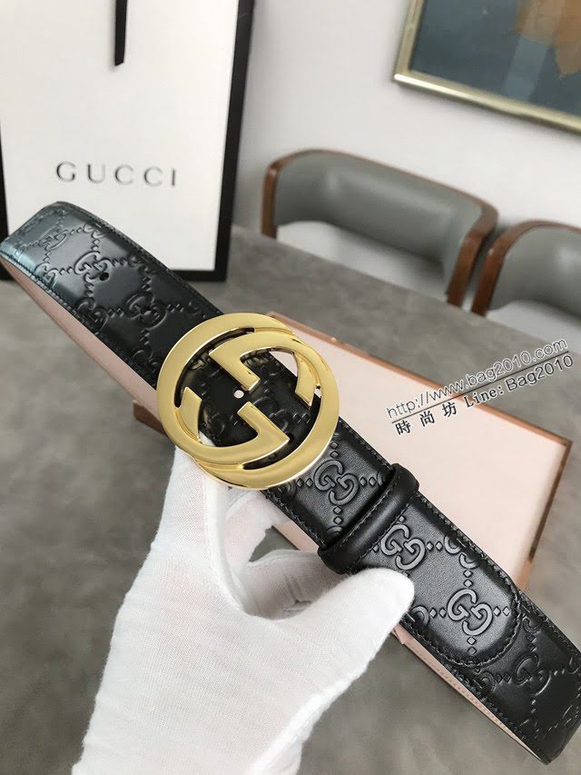 Gucci經典皮帶 古奇雙G拋光腰帶 411924  jjp2065